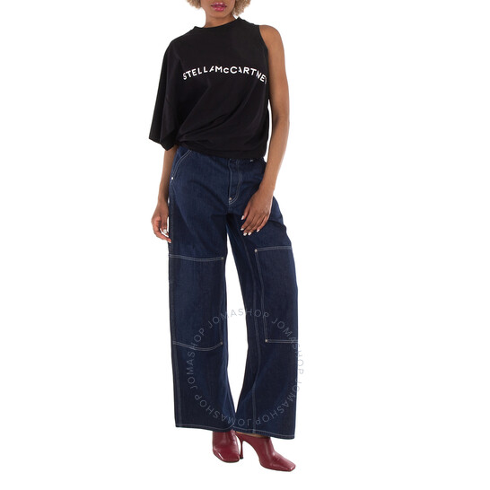 Stella McCartney Straight-Leg Denim Cargo Jeans, Size 27
