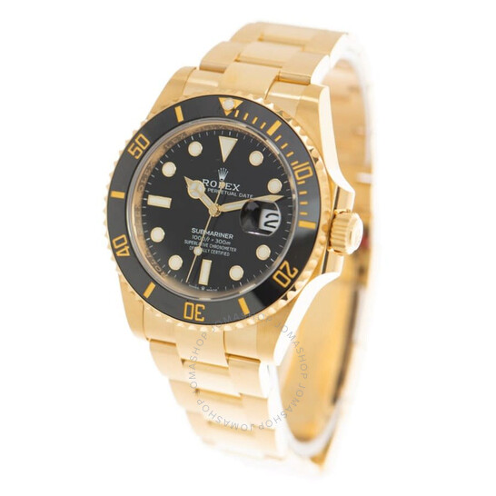 Rolex Submariner Black Dial 18K Yellow Gold Oyster Bracelet Automatic Men s Watch BKSO 126618LN Watches Submariner Jomashop