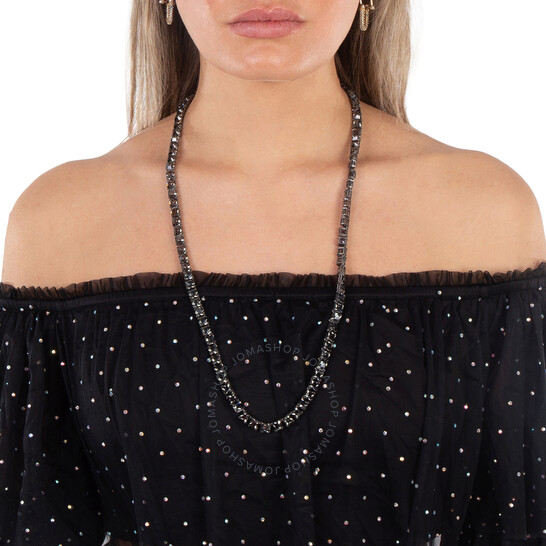 【Swarovski】Millenia 5613900 Swarovski Gray Ruthenium Plated Millenia Long Square Cut