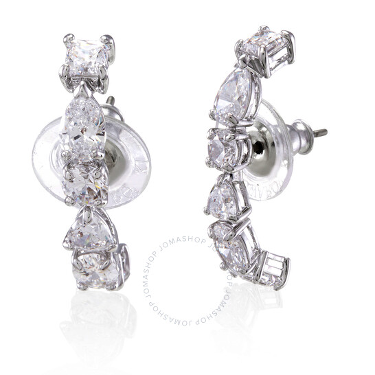 Swarovski Ladies Crystal Tennis Deluxe Mixed Pierced Earrings White Rhodium - 546x546 Image #2