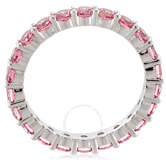 Swarovski Rhodium Plated Pink Round Cut Matrix Ring, Size 50