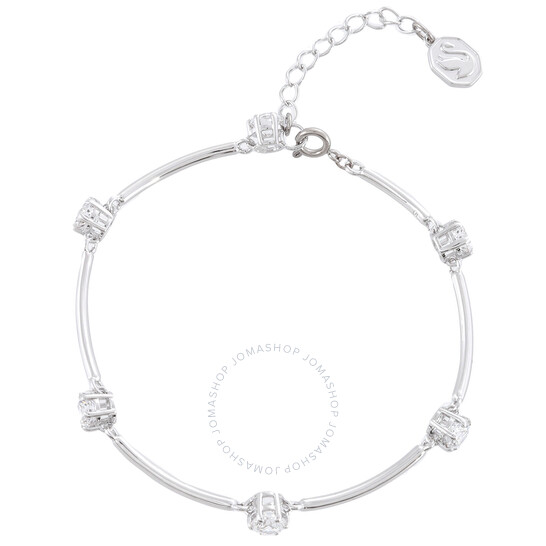 【激安通販 オンラインショップ】日用品 Rhodium Constella White Swarovski Plated Bangle Cut Round アクセサリー