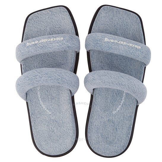 【alexander wang】jay デニム 厚底フラットサンダル Alexander Wang Jay Flatform Denim Sandals | Blue | FARFETCH