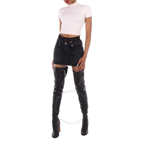 T By Alexander Wang Logo Short Sleeve Mockneck Top, Size