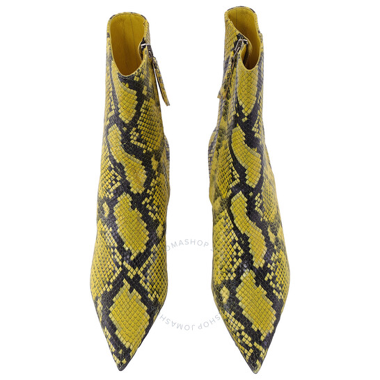 The Attico Fluo Yellow Python Leather Cheope Ankle Boots
