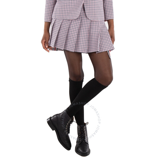 Thom Browne Check-Pattern Pleated Miniskirt, Brand Size 40