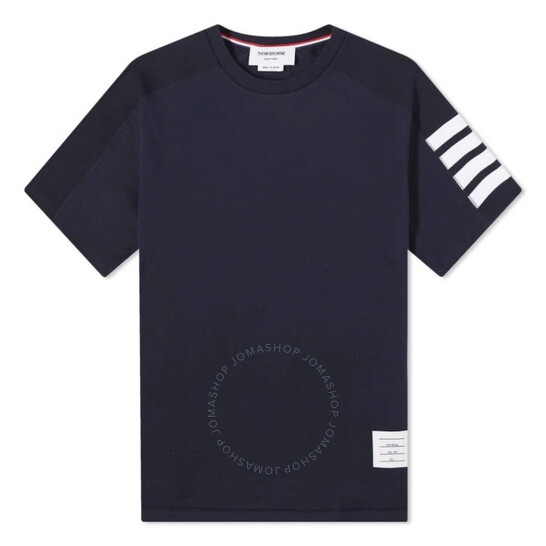 THOM BROWNE 正規品関税込みWhite Cotton T-Shirt MJS246A 07323 THOM BROWNE crew neck T-shirt light grey/white striped