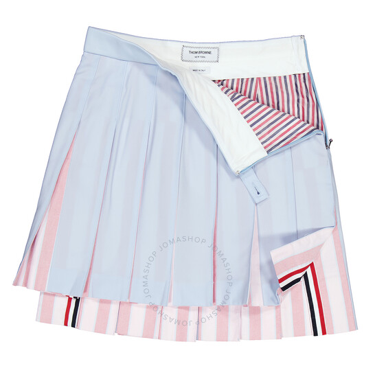 スカート THOM BROWNE 'RWB' skirt White Mini Box Pleat Skirt W/ Contrast Insets & Waistband In