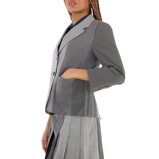 Thom Browne Ladies Light Grey Cropped Sack Sport Coat, Brand