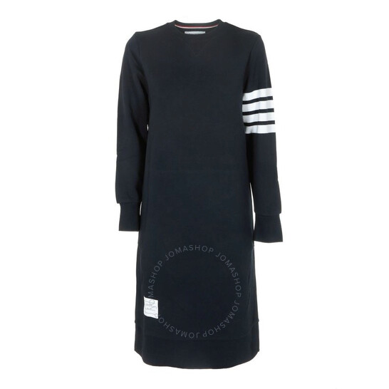 Thom Browne Ladies Navy Classic Loopback 4-Bar Sweater Dress
