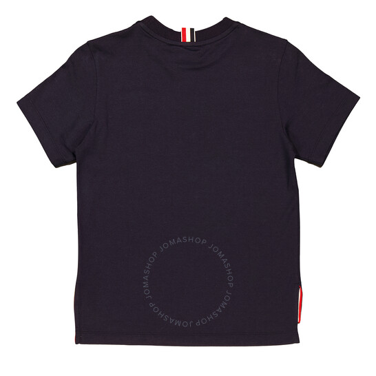 Thom Browne Ladies Navy Cotton Jersey Relaxed Side Slit Tee