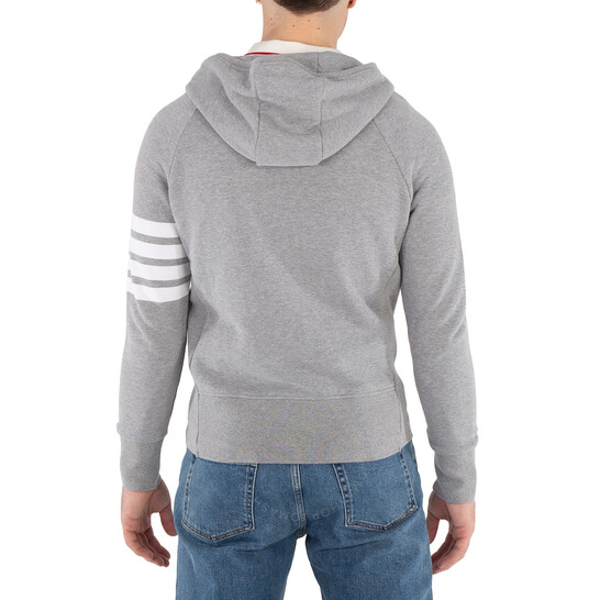 Thom Browne Light Grey 4-Bar Loopback Full Zip Hoodie, Brand