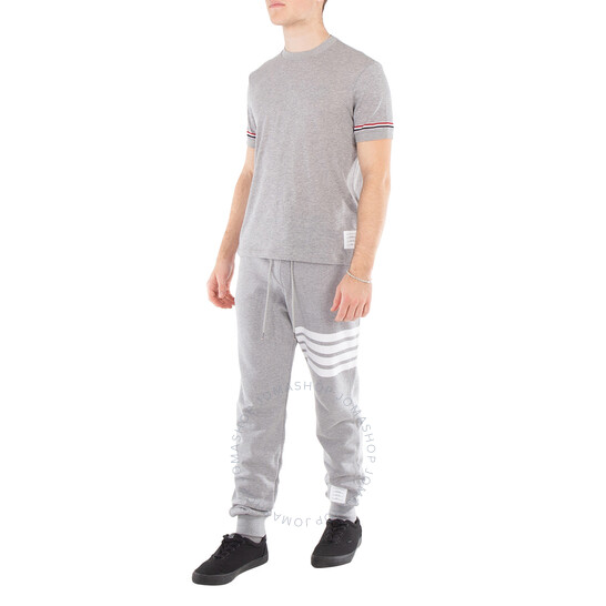 Tシャツ・カットソー Thom Browne MJS247A J0129 GROSGRAIN-LOOP T-shirt Lightweight Cotton Short Sleeve Striped Tee | Thom Browne