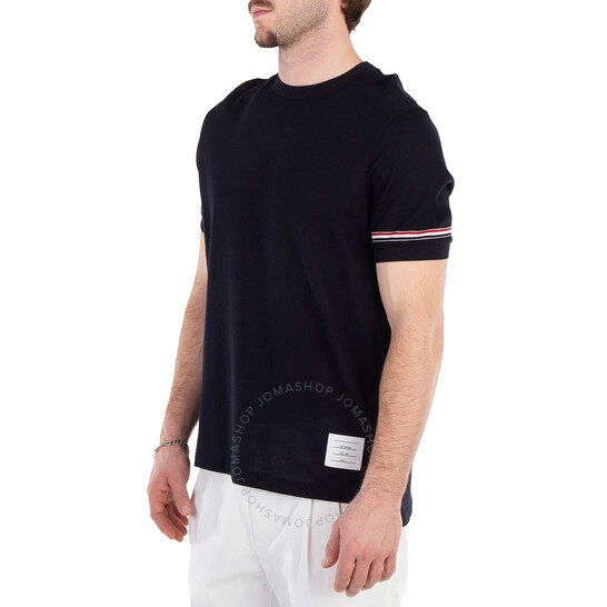 Thom Browne Lightweight Striped Cuff Cotton T-Shirt, Brand