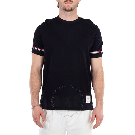 Thom Browne MJS010A01454415 関税送料込 Thom Browne Lightweight Striped Cuff Cotton T-Shirt, Brand