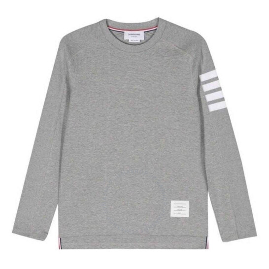 ◆THOM BROWNE 24SS◆ 4BAR Tシャツ / Gray Black White ◆ 4-Bar cotton T-shirt in grey - Thom Browne | Mytheresa