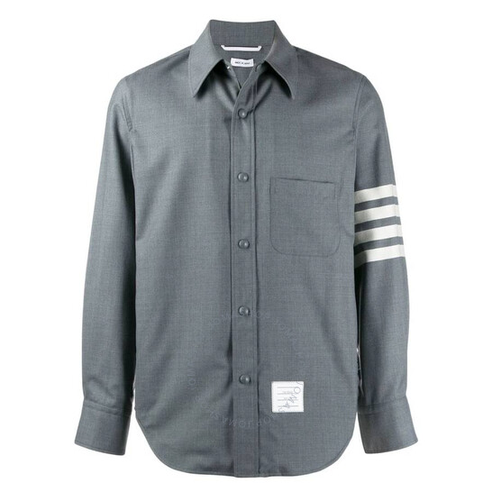 THOM BROWNE 19AW ロゴパッチ Tシャツ_GREY Classic Loopback 4 Bar Relaxed Sweatshirt | Thom Browne