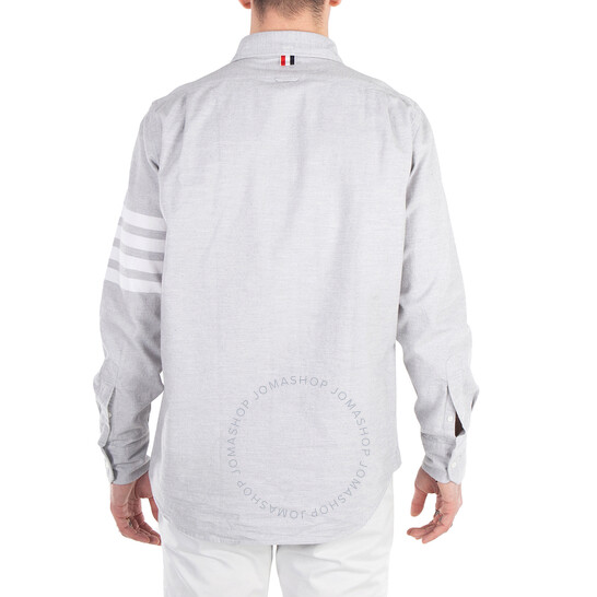 Thom Browne Men's Med Grey Flannel 4-Bar Shirt, Brand Size 2