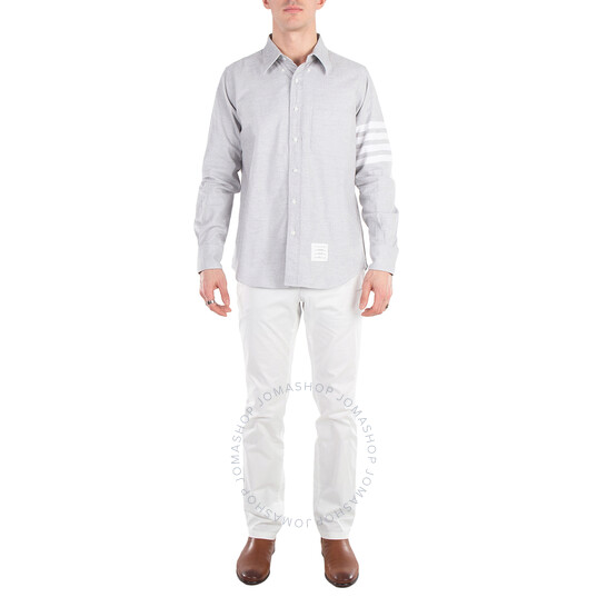 Tシャツ・カットソー THOM BROWNE Light grey flannel shirt (MWL272A05245 035) Flannel 4 Bar Shirt | Thom Browne
