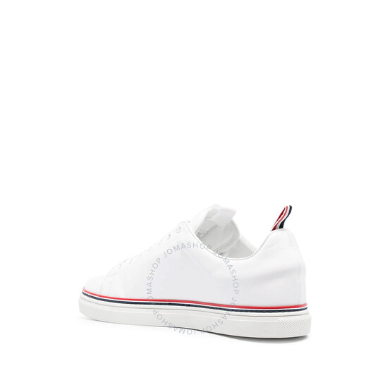 Thom Browne|SNEAKERS (MFD258A 05584 100) Thom Browne Men's White Vitello Calf Tennis Sneakers, Size 9