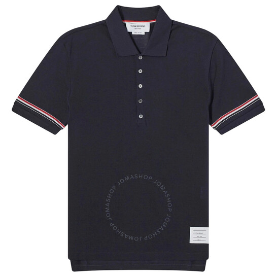 ■THOM BROWNE■ Short sleeve polo one piece navy FJD027A0005 navy-cotton-4-bar-short-sleeve