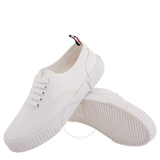 Thom Browne｜SNEAKERS (FFD063A 01588 100) Thom Browne White Canvas Low-Top Heritage Sneaker, Brand