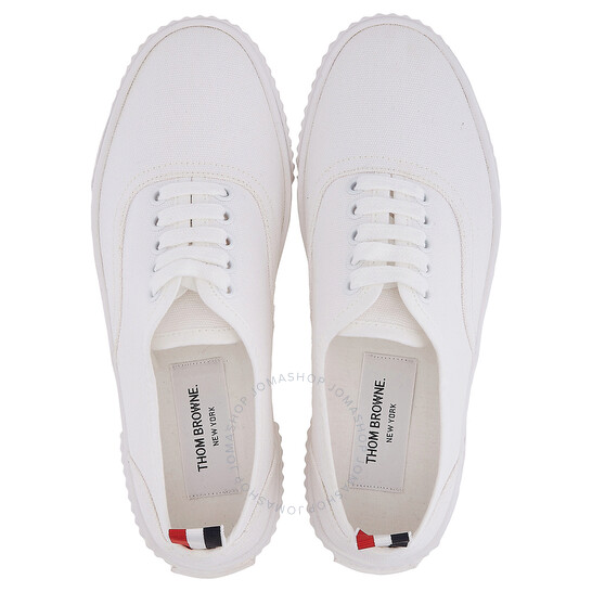 Thom Browne｜SNEAKERS (FFD063A 01588 100) Thom Browne White Canvas Low-Top Heritage Sneaker, Brand