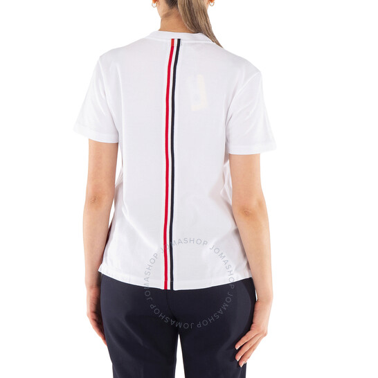 Thom Browne White Cotton Pique Classic Stripe T-Shirt, Brand