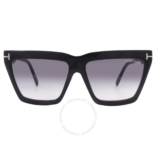 TOMFORD エテン シオメトリック フレム サンクラス FT111056 01B Tom Ford Eden Smoke Gradient Geometric Ladies Sunglasses