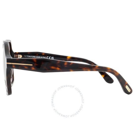 Tom Ford Romy Brown Hexagonal Ladies Sunglasses FT1032 52E