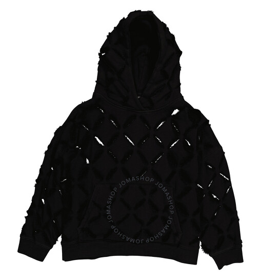 Versace Ladies Black Cut-Out Detail Distressed Hoodie, Brand