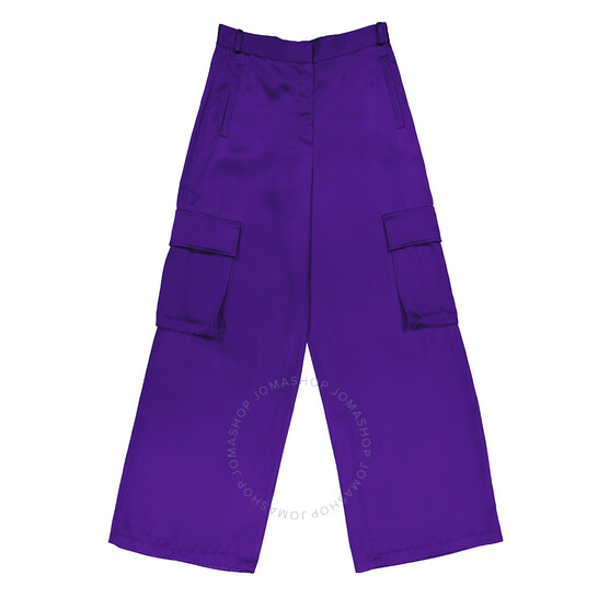 パンツ VERSACE SS23 Satin cargo pants (10098441A06838 1LD60) Versace Ladies Bright Dark Orchid Wide-Leg Cargo Pants