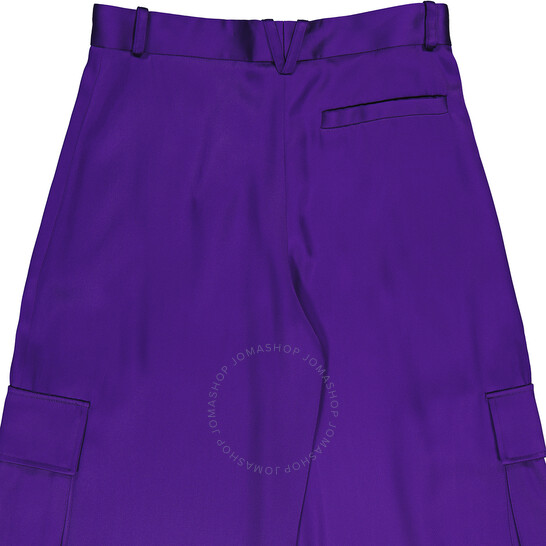Versace Ladies Bright Dark Orchid Wide-Leg Cargo Pants
