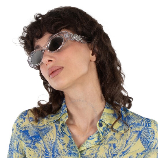 サングラス VERSACE Woman Sunglasses Transparent 0VE4480U 148/30 Versace Silver Mirror Oval Ladies Sunglasses VE4480U 148/30
