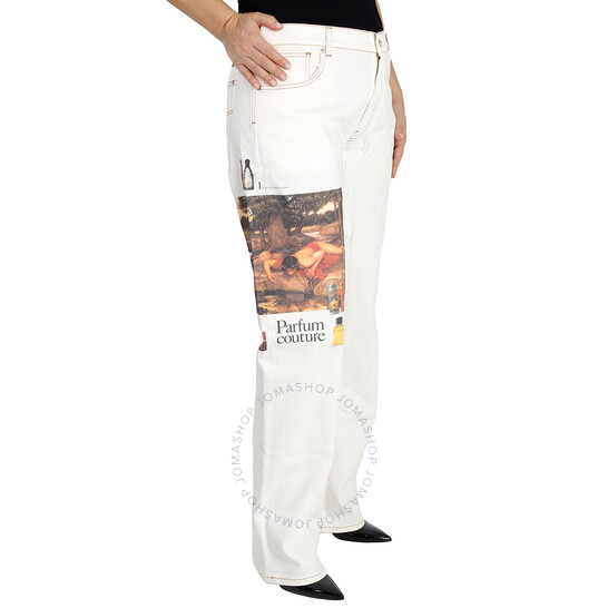 Versace White Waterhouse Painting Patch Jeans, Waist Size 32