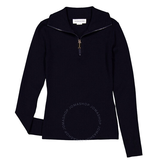 Victoria Beckham Half Zip High Neck Sweater, Size X-Small