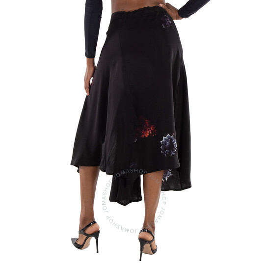 Yohji Yamamoto Drape & Gather Detail Silk Skirt, Brand Size