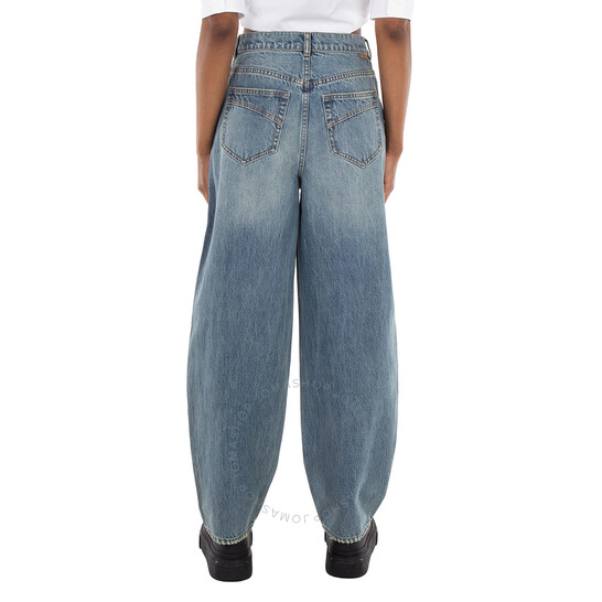 デニム・ジーパン ZIMMERMANN Woman Jeans Blue 0426PF241 NEPTUNE Zimmermann Illustration Barrel Cotton Denim Jeans, Waist