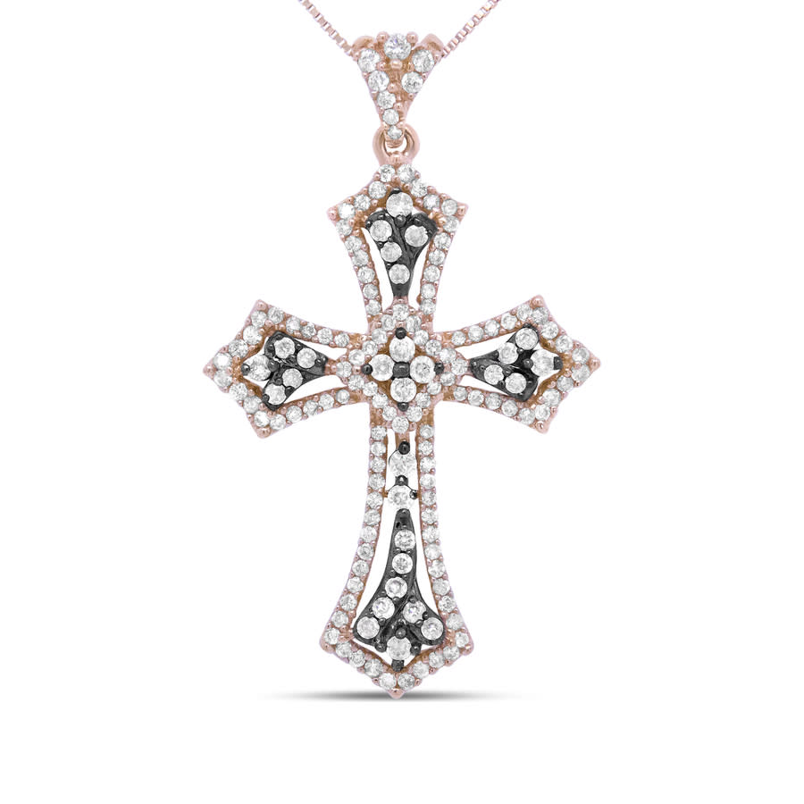 Jewelry America 14k Rose Gold Orthodox Cross Pendant | Handcrafted Textured Filigree Design | Fine Gold Necklace