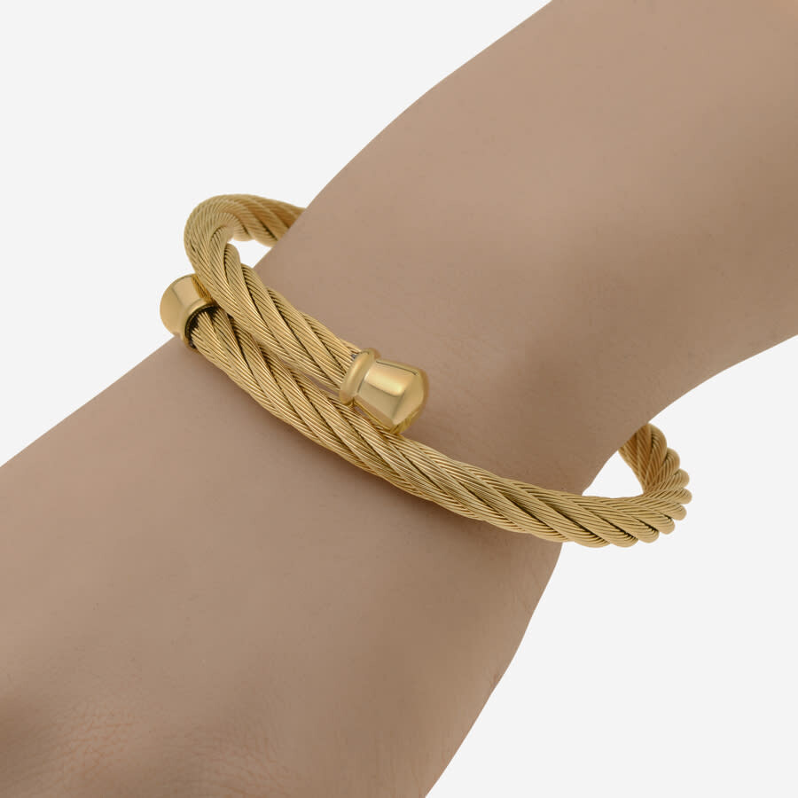 Alor Stainless Steel Yellow Cable Bangle Bracelet 0417000200 Mens