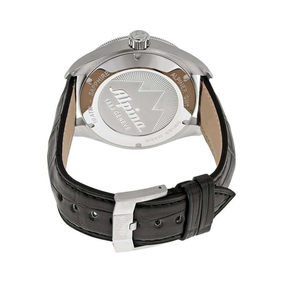 Alpina Alpiner GMT 4 Automatic Black Dial Black Leather Men's Watch  AL-550G5AQ6 AL-550G5AQ6 7688200243736 - Watches, Alpina - Jomashop