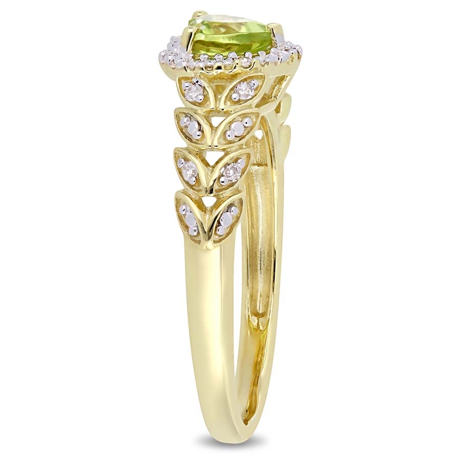Bague Demi-éternité Amour - Péridot 1,5 Ct & Diamants 0,16 Ct - Or 14 Carats Jaune - Neuf Avec étiquettes