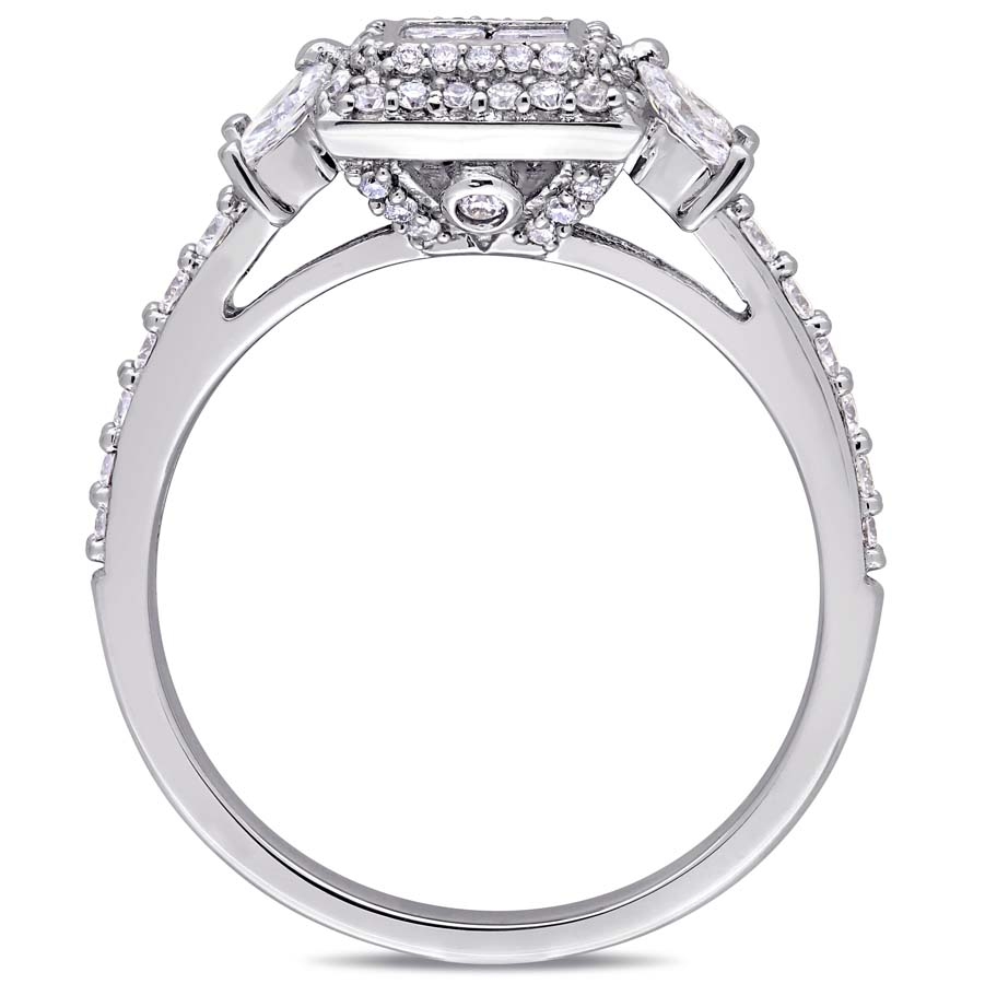 Amour 1 CT TW Princess-cut Diamond Quad Halo Engagement Ring In 14K ...