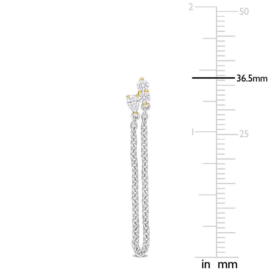 Amour 3/8CT TDW Pear and Roundshaped Diamonds Chain Loop Drop Earrings