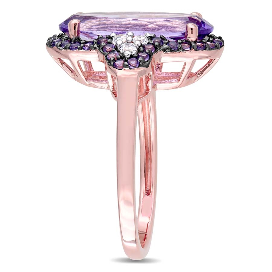Ice Gems Sterling Silver Band Ring - 2.4ct TGW African Amethyst & White Topaz Tonal Stone Ring