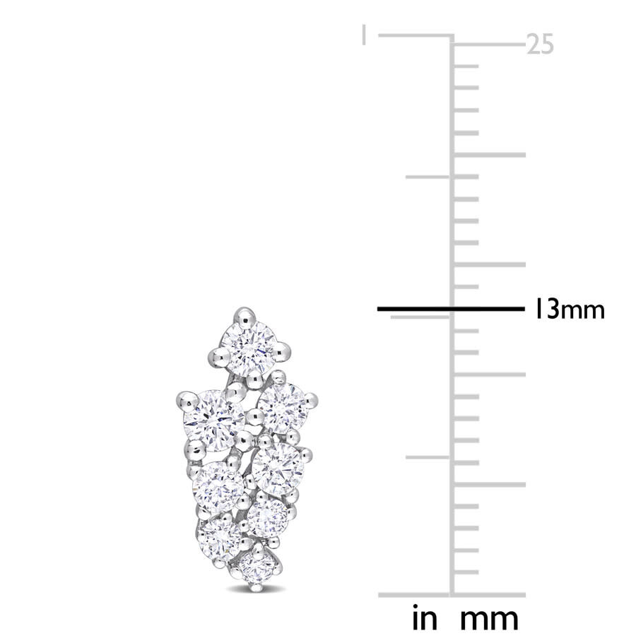 Amour 7/8CT TDW Diamond Clustered Vine Stud Earrings In 14K White Gold
