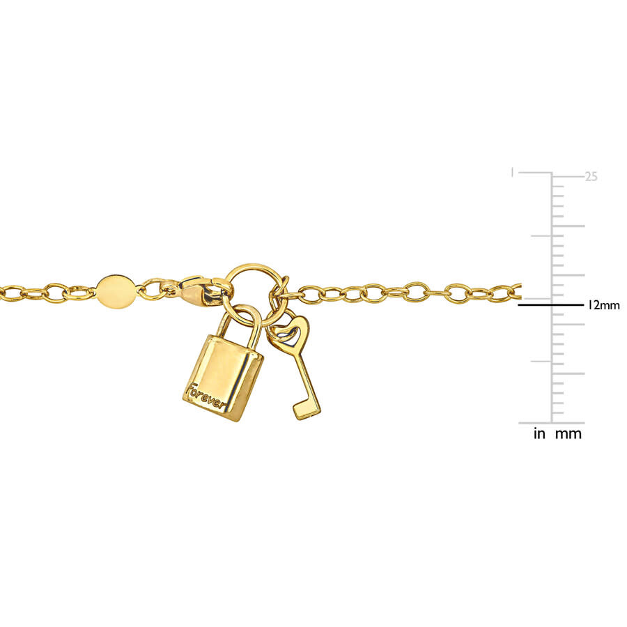 Amour Padlock & Key Charm Bracelet in 14k Yellow Gold JMS010858