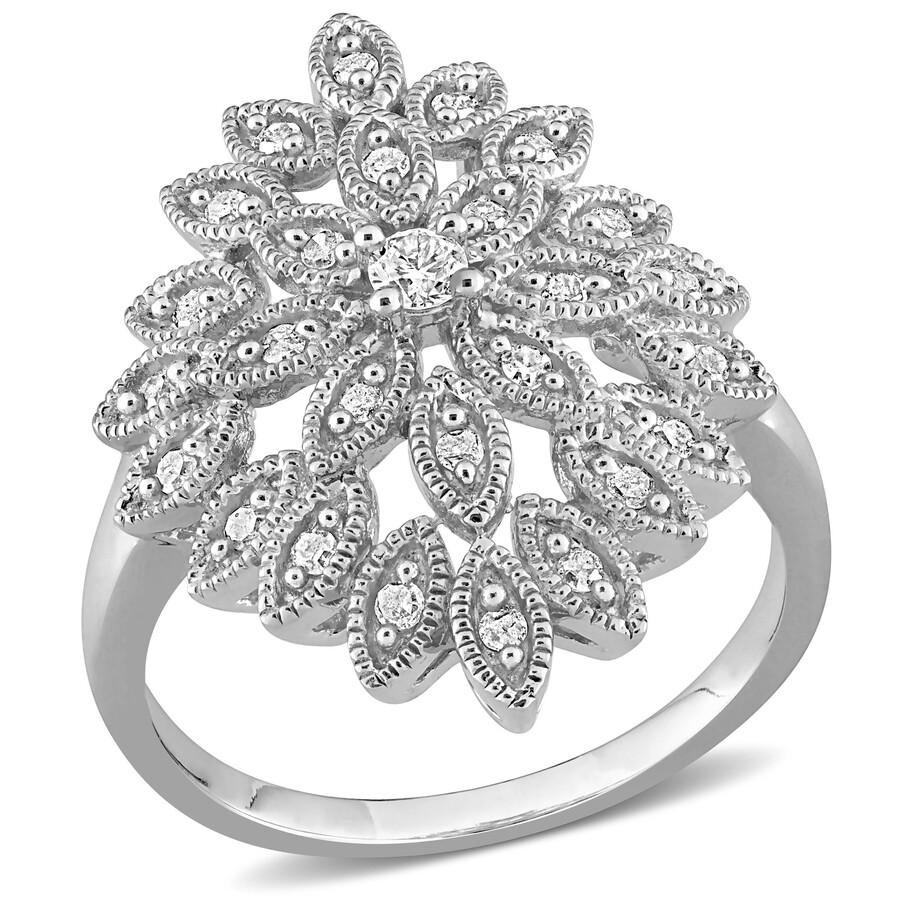 Sterling silver diamond accent cluster ring Clearance