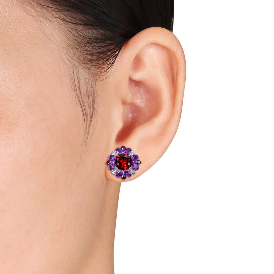 Claire Vessot Designs 7.88ctw African Amethyst Trillium Flower Earrings main image 1