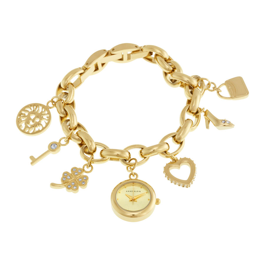 Anne Klein Gold Tone Dial Gold Tone Charm Bracelet Ladies Watch 10 7604chrm 10 7604chrm Watches Anne Klein Jomashop